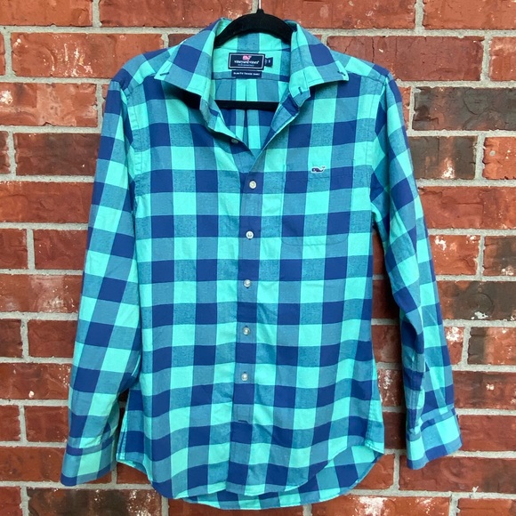 Vineyard Vines Shirts Vineyard Vines Mens Small Slim Tucker Fit Long Sleeve Blue Plaid Shirt